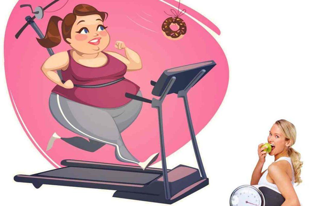 بهترین روش لاغری سریع تصویر کارتونی خانمی روی تردمیل