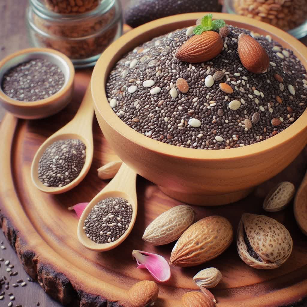 اشکال دانه چیا که به صورت سفید و سیاه است