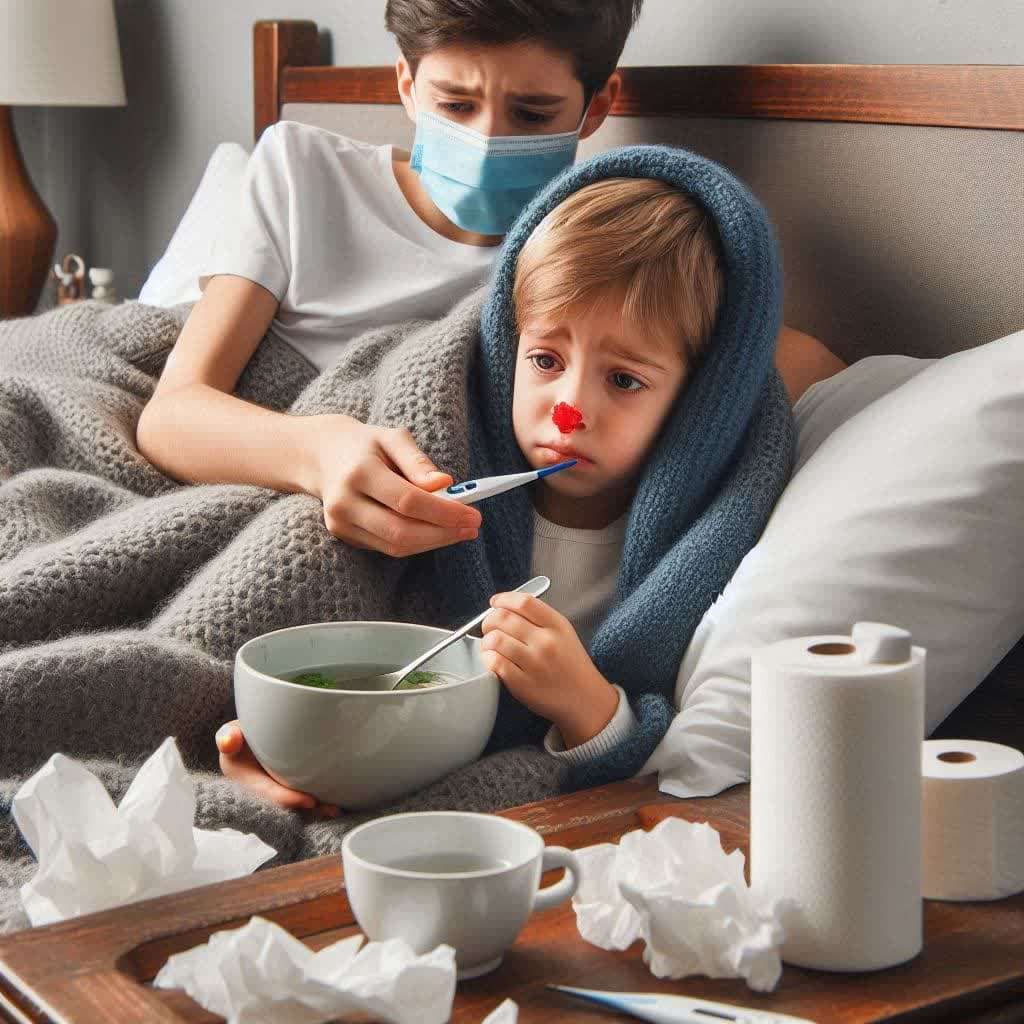 پسری که دچار آنفولانزا شده