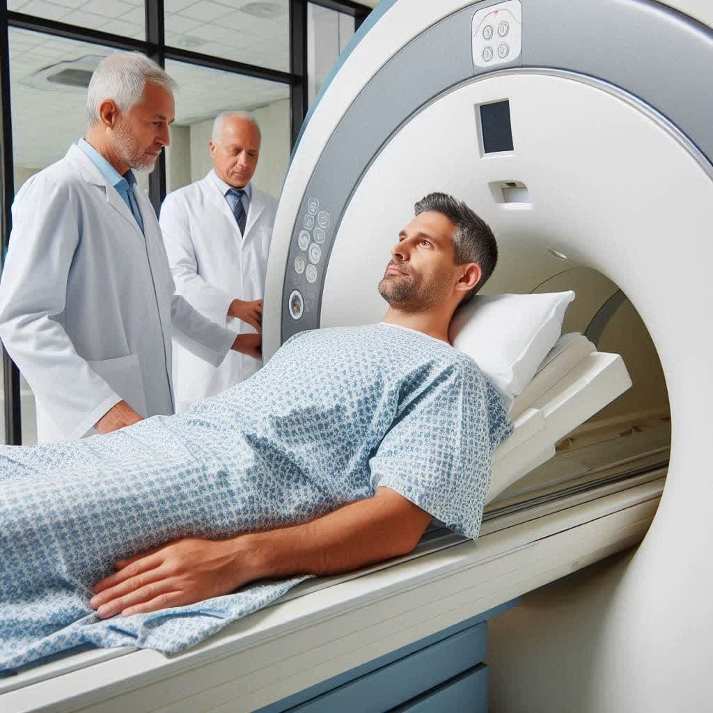 آقایی که مشکوک به ام اس است و دارد MRI انجام می دهد