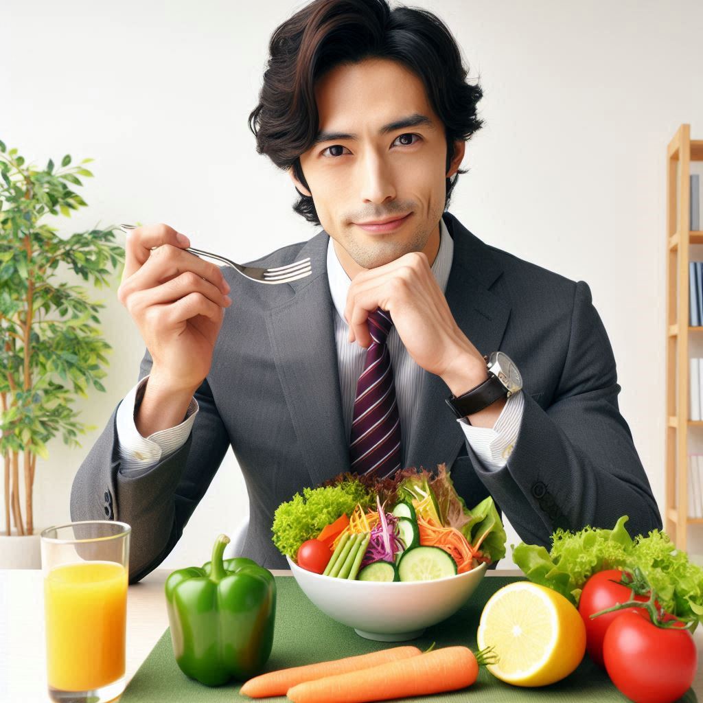 مردی که برای لاغری از رژیم غذایی قلیایی استفاده میکند