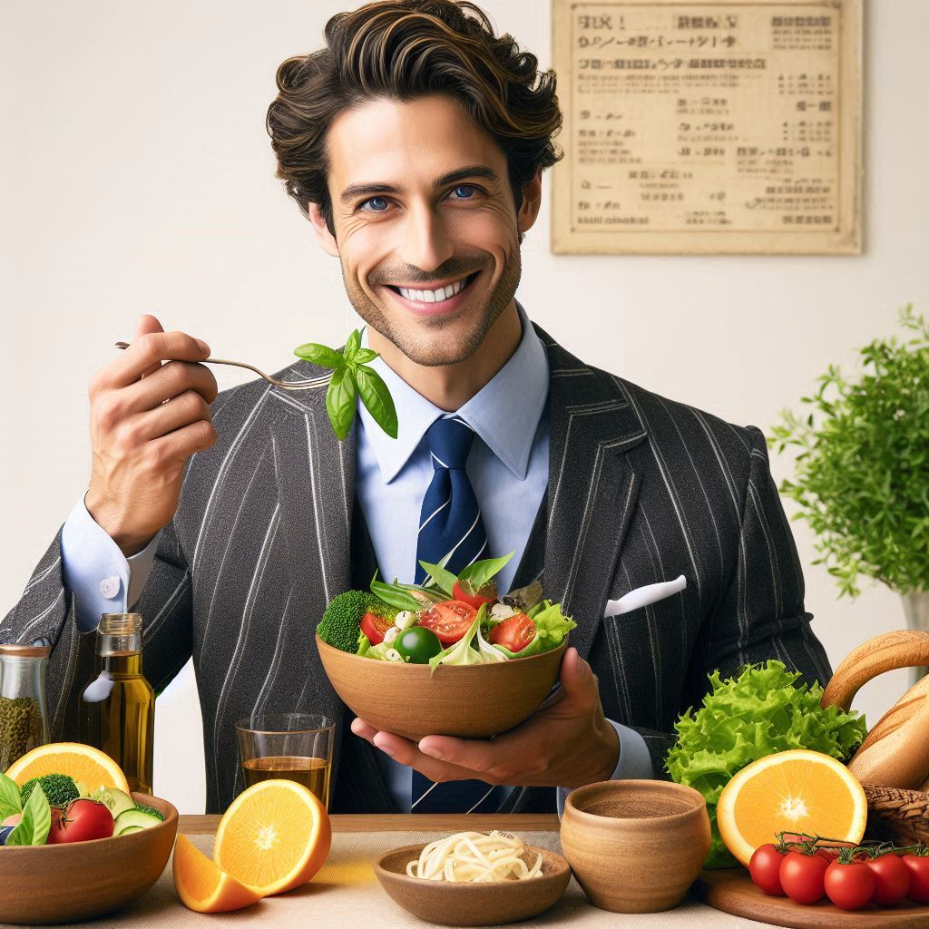 آقایی که رژیم غذایی مدیترانه ای به کار می برد