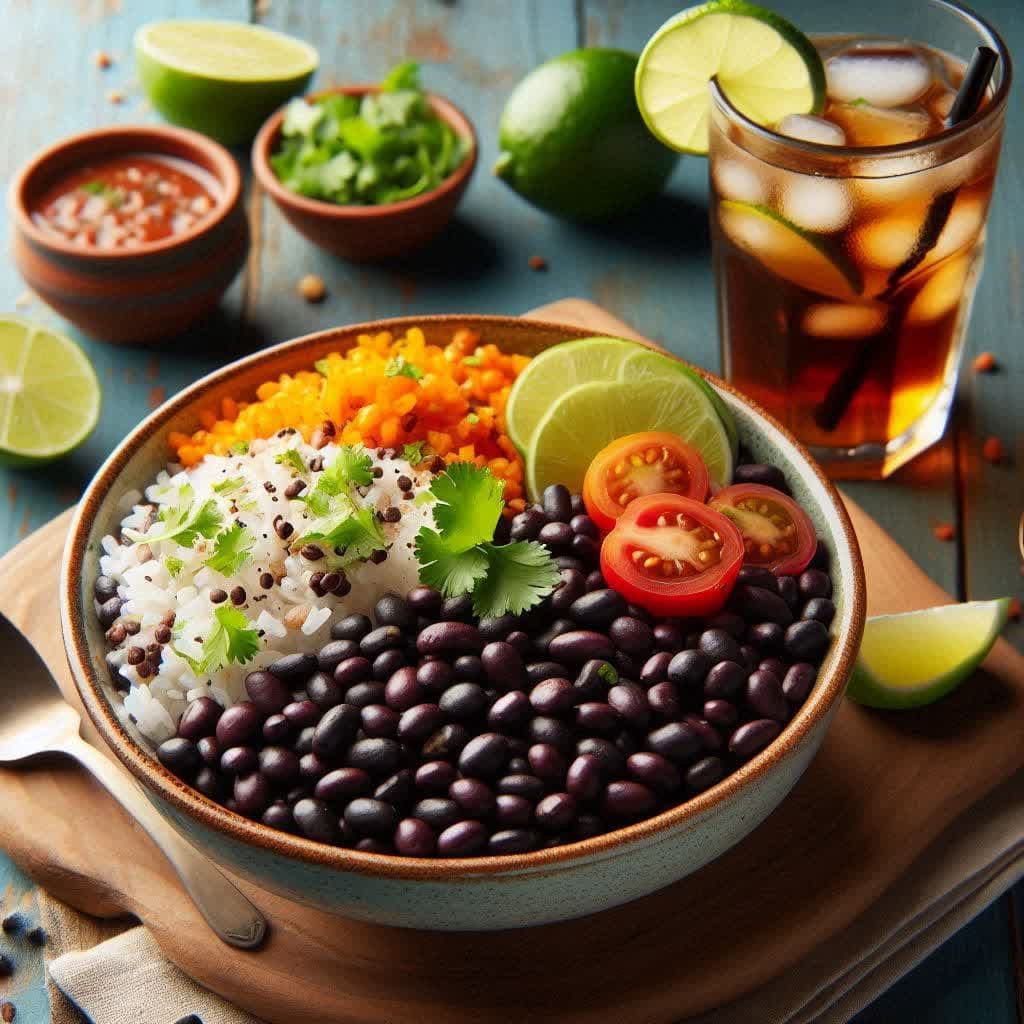 یک شام رژیمی خوشمزه لوبیا سیاه و برنج قهوه ای