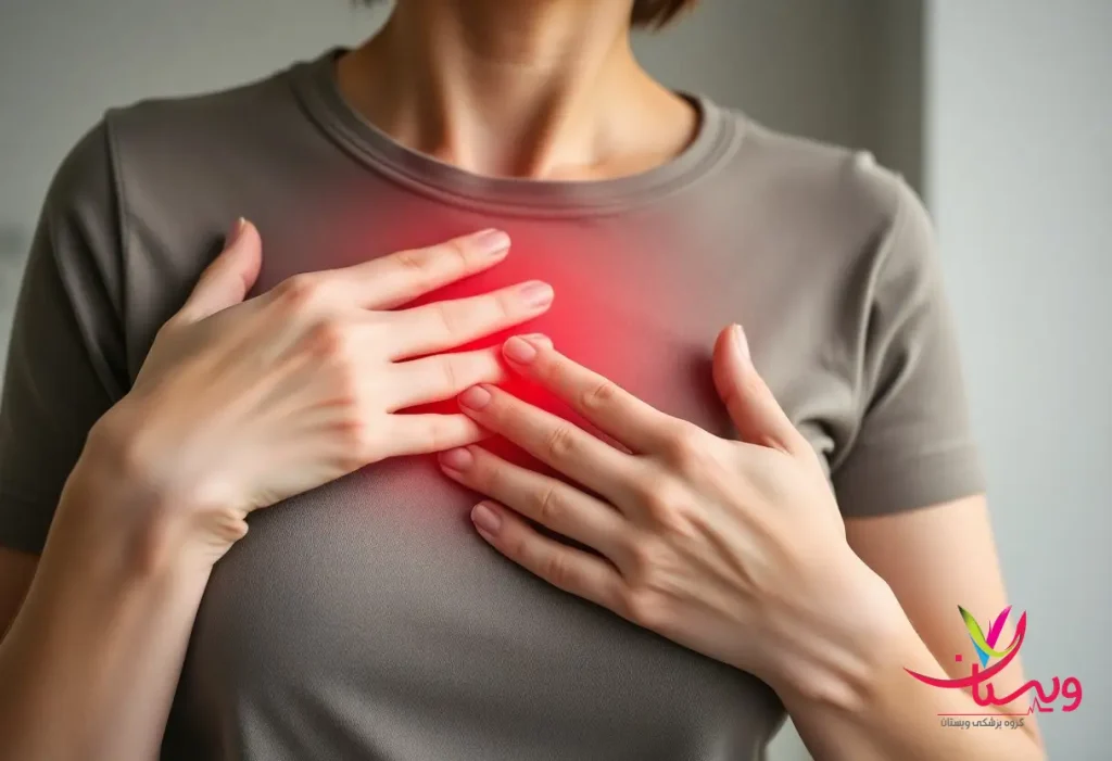 یک زن با احساس قلب درد